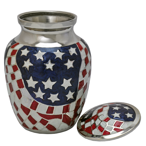 American Flag Brass Medium 68 cu in Cremation Urn-Cremation Urns-New Memorials-Afterlife Essentials