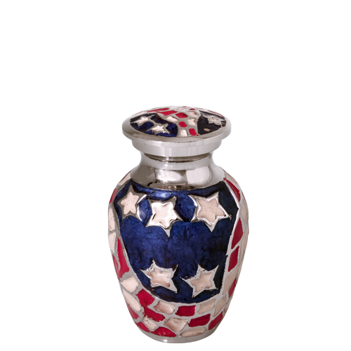 American Flag Brass Mini 3 cu in Cremation Urn Keepsake-Cremation Urns-New Memorials-Afterlife Essentials