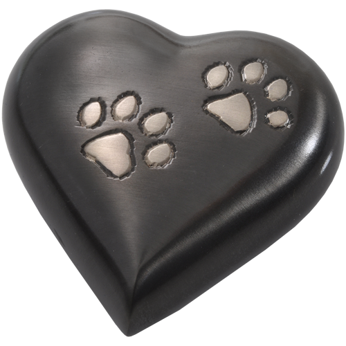 Pawprint Heart Gun Metal Pet Mini 5 cu in Cremation Urn Keepake-Cremation Urns-New Memorials-Afterlife Essentials