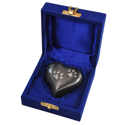 Pawprint Heart Gun Metal Pet Mini 5 cu in Cremation Urn Keepake-Cremation Urns-New Memorials-Afterlife Essentials