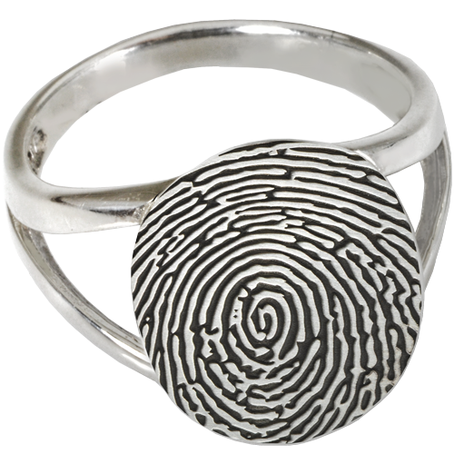 Elegant Oval V Ring Fingerprint Memorial Jewelry-Jewelry-New Memorials-Sterling Silver-Compartment-5-Afterlife Essentials