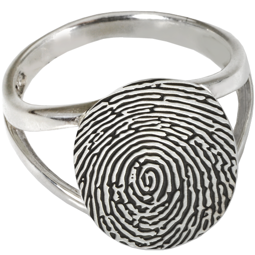 Elegant Oval V Ring Fingerprint Memorial Jewelry — Afterlife
