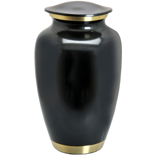 Dark Pewter with Two Gold Bands 200 cu in Cremation Urn-Cremation Urns-New Memorials-Afterlife Essentials