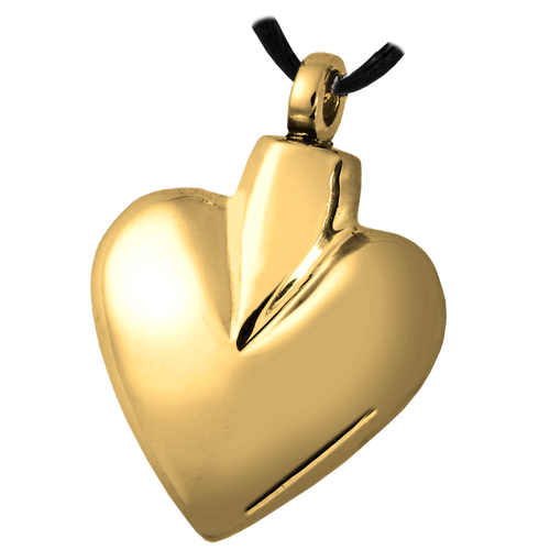 Brass Modern Heart Pendant Cremation Jewelry-Jewelry-New Memorials-Free Black Satin Cord-Afterlife Essentials