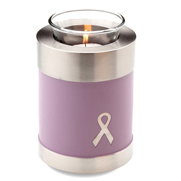 Breast Cancer Awareness Tealight Brass Small 18 cu in Cremation Urn-Cremation Urns-Infinity Urns-Afterlife Essentials