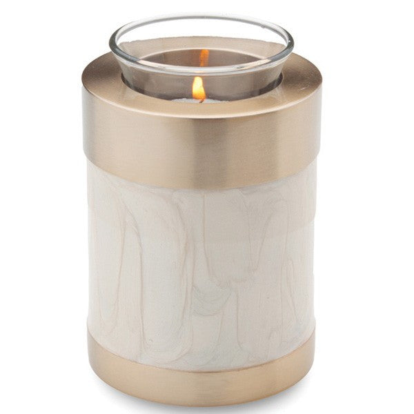 Pearl Simplicity Tealight Brass Small 18 cu in Cremation Urn-Cremation Urns-Infinity Urns-Afterlife Essentials