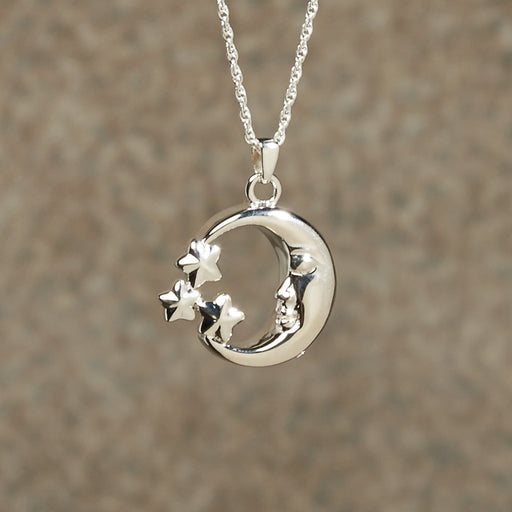 Moon & Stars Pendant Cremation Jewelry-Jewelry-Infinity Urns-Sterling Silver-Afterlife Essentials