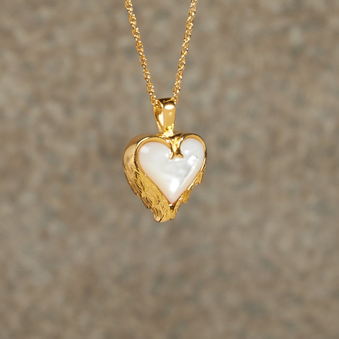Mother Of Pearl Heart Pendant Cremation Jewelry-Jewelry-Infinity Urns-Gold Plated-Afterlife Essentials
