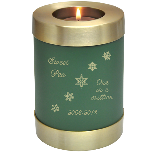 Candle Holder Series Round Sage Green Cat 20 cu in Cremation Urn-Cremation Urns-New Memorials-Afterlife Essentials