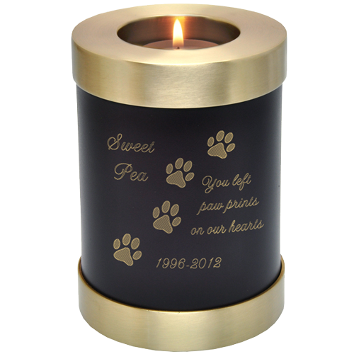 Candle Holder Series Round Espresso Dog in Cremation Urn-Cremation Urns-New Memorials-Small 20 cubic inches-Afterlife Essentials