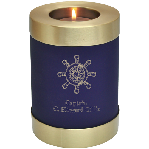 Candle Holder Series Round Blue Nightfall 20 cu in Cremation Urn-Cremation Urns-New Memorials-Afterlife Essentials