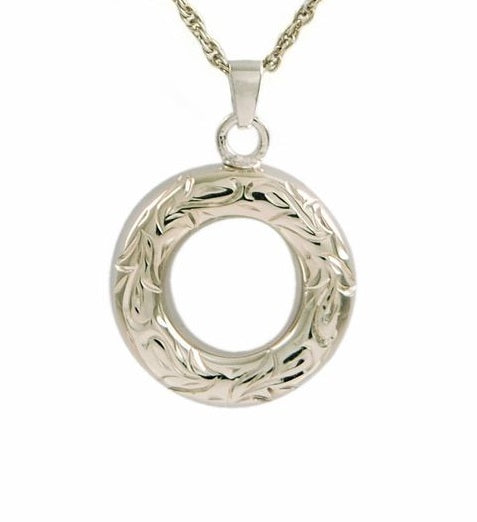 Sterling Silver Etched Round Cremation Jewelry-Jewelry-Cremation Keepsakes-Afterlife Essentials