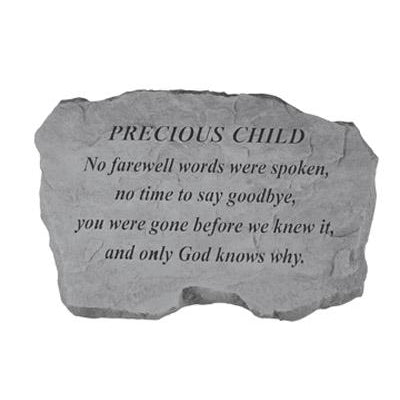 PRECIOUS CHILD – No Farewell Words… Memorial Gift-Memorial Stone-Kay Berry-Afterlife Essentials