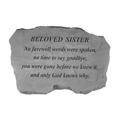 BELOVED SISTER – No Farewell Words… Memorial Gift-Memorial Stone-Kay Berry-Afterlife Essentials