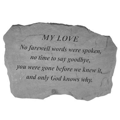 MY LOVE – No Farewell Words… Memorial Gift-Memorial Stone-Kay Berry-Afterlife Essentials