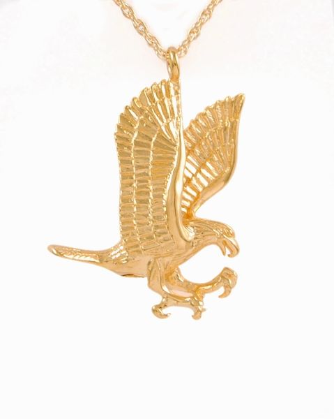 Gold Plated Eagle Cremation Jewelry-Jewelry-Cremation Keepsakes-Afterlife Essentials