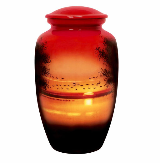 Affordable Alloy Cremation Urn in with Sunset Design – Adult-cremation urns-Bogati-Afterlife Essentials