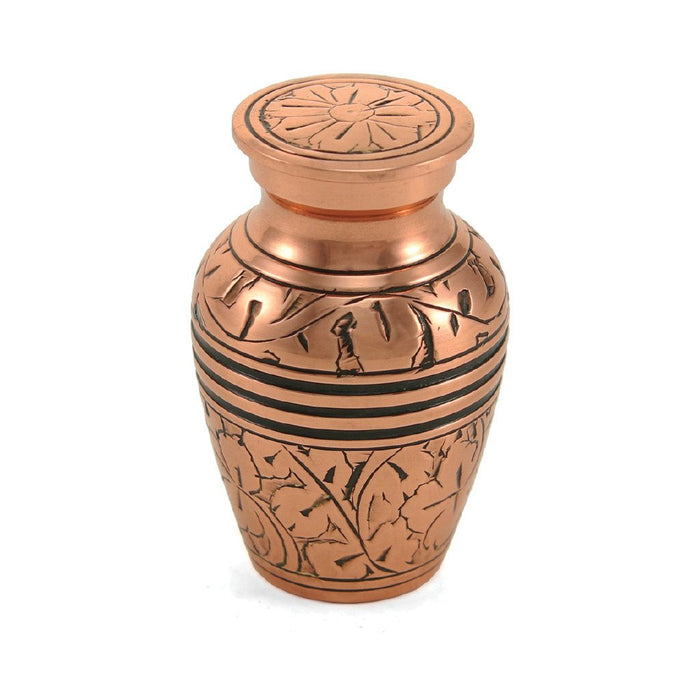 Classic Engraved Copper Oak 6 Keepsake Set with velvet box Cremation Urn-Cremation Urns-Terrybear-Afterlife Essentials