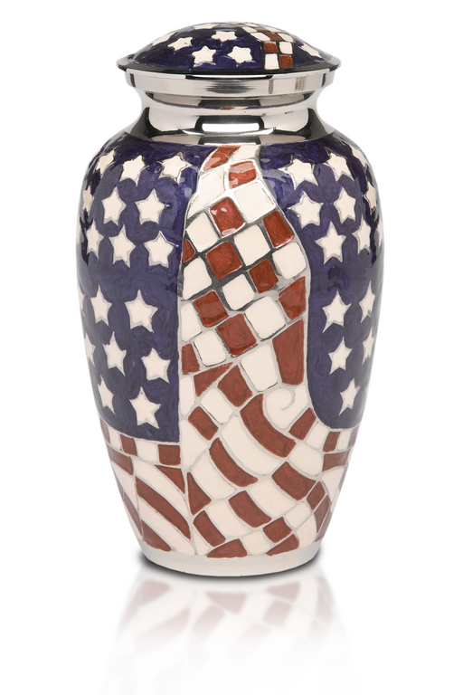 Patriotic Red, White & Blue American Flag Adult 200 cu in Cremation Urn-Cremation Urns-Bogati-Afterlife Essentials