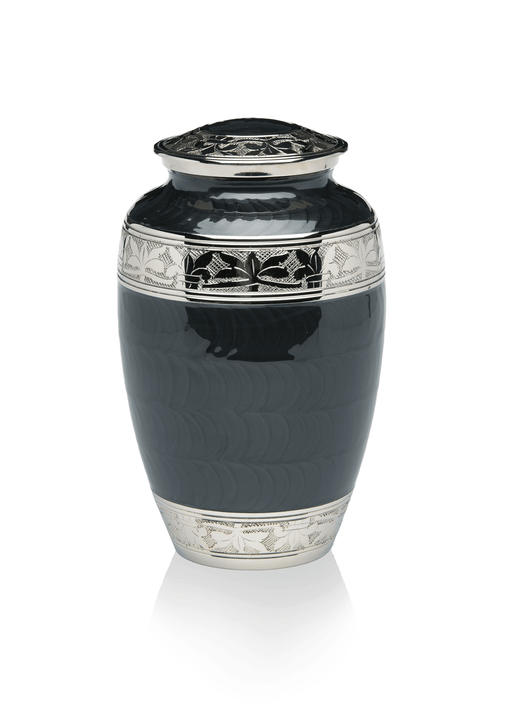 Elegant Charcoal Black Enamel and Nickel Adult 200 cu in Cremation Urn-Cremation Urns-Bogati-Afterlife Essentials