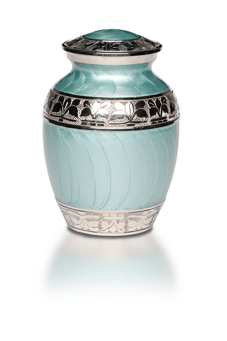 Elegant TEAL Enamel and Nickel Cremation Urn – SMALL-Cremation Urns-Bogati-Afterlife Essentials