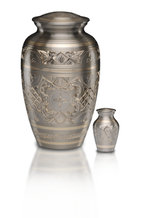 Platinum & Golden Brass Adult 200 cu in Cremation Urn-Cremation Urns-Bogati-Afterlife Essentials