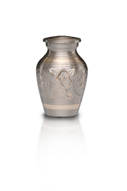 Platinum and Golden Brass Cremation Urn – Keepsake-Cremation Urns-Bogati-Afterlife Essentials