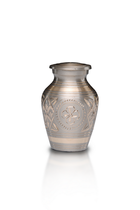 Platinum and Golden Brass Cremation Urn – Keepsake-Cremation Urns-Bogati-Afterlife Essentials