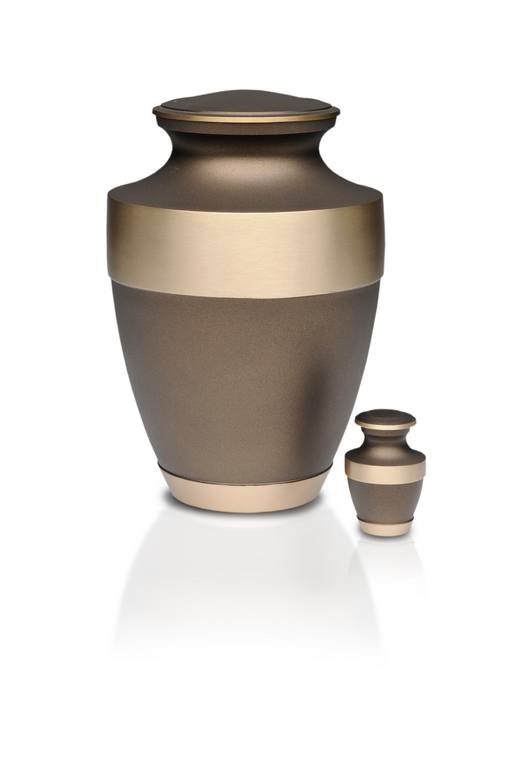 Rustic Bronze with Wide Brass Band Adult 220 cu in Cremation Urn-Cremation Urns-Bogati-Afterlife Essentials