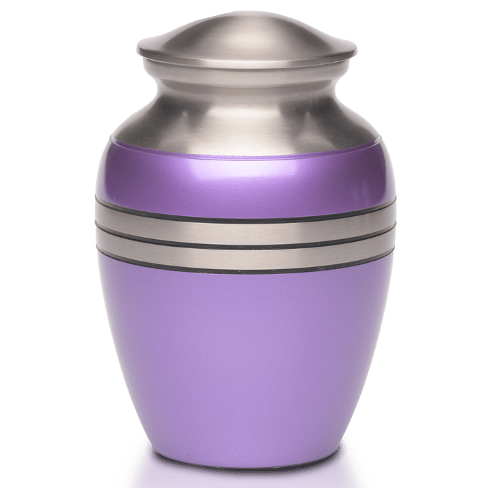 Classic Brass Cremation Urn with Three Rings in Purple-Cremation Urns-Bogati-Afterlife Essentials