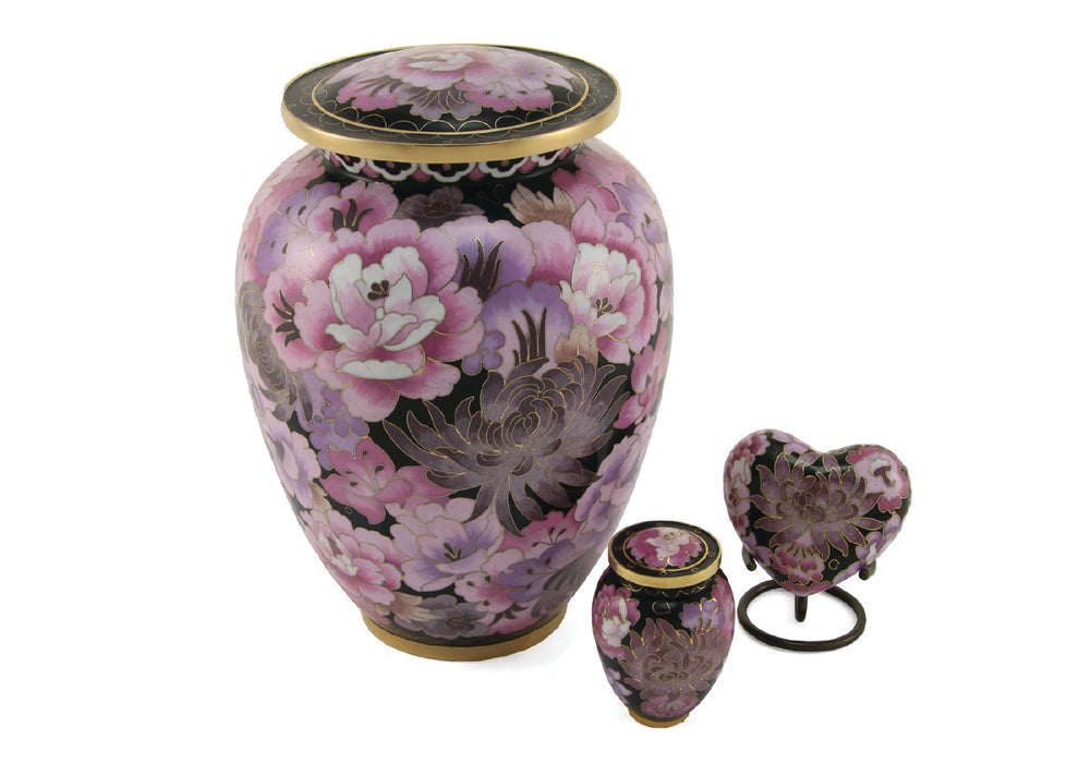 Elite Floral Blush Heart Keepsake with velvet box Cremation Urn-Cremation Urns-Terrybear-Afterlife Essentials