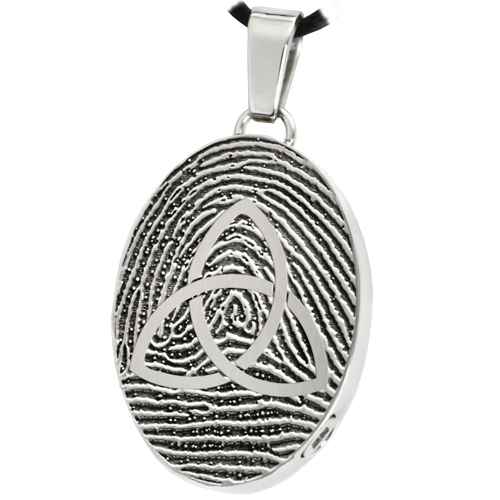 Oval Fingerprint with Celtic Trinity Knot Cremation Jewelry-Jewelry-New Memorials-Afterlife Essentials