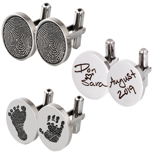Sterling Silver Cuff Links Fingerprint Memorial Jewelry-Jewelry-New Memorials-Afterlife Essentials