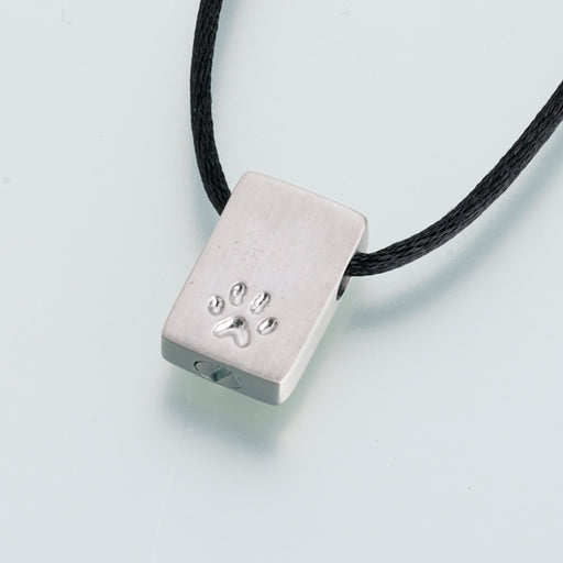 Rectangle Pendant w/Paw Print Cremation Jewelry-Jewelry-Madelyn Co-Afterlife Essentials