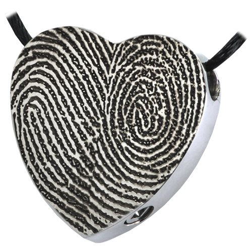 Afterlife Essentials Heart Double Print Jewelry-Jewelry-New Memorials-Stainless Steel-No Chamber (Flat)-Free Black Satin Cord-Afterlife Essentials