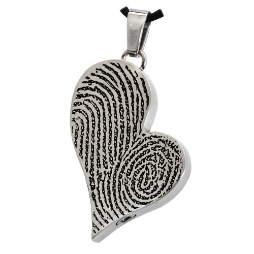 Teardrop Heart Double Fingerprint Pendant Cremation Jewelry-Jewelry-New Memorials-Stainless Steel-Single Chamber-Afterlife Essentials