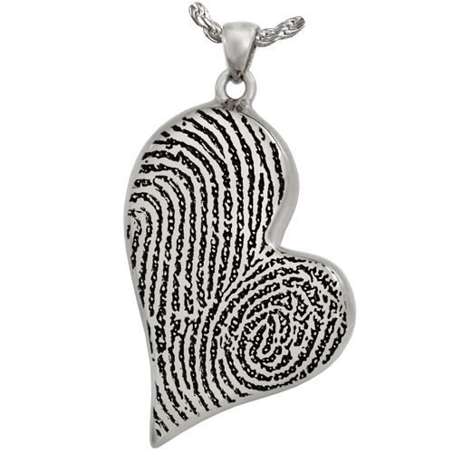 Teardrop Heart Double Fingerprint Pendant Cremation Jewelry-Jewelry-New Memorials-925 Sterling Silver-Single Chamber-Afterlife Essentials