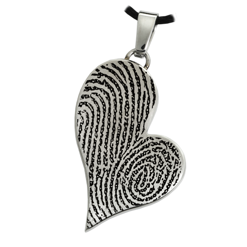 Teardrop Heart Double Fingerprint Pendant Cremation Jewelry-Jewelry-New Memorials-Stainless Steel-No Chamber (flat)-Afterlife Essentials