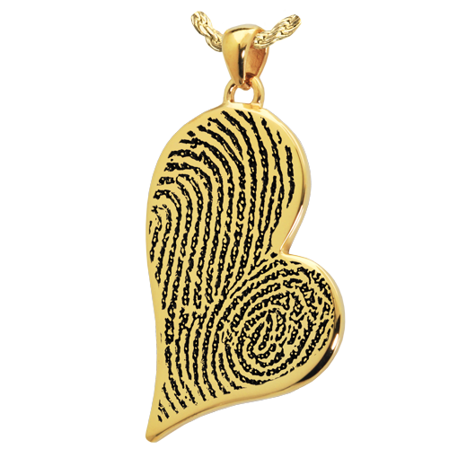Teardrop Heart Double Fingerprint Pendant Cremation Jewelry-Jewelry-New Memorials-14K Solid Yellow Gold (allow 4-5 weeks)-No Chamber (flat)-Afterlife Essentials