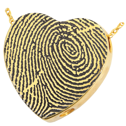 Heart Fingerprint Pendant Cremation Jewelry-Jewelry-New Memorials-14K Solid Yellow Gold (allow 4-5 weeks)-Full Coverage-Chamber (for ashes)-Afterlife Essentials