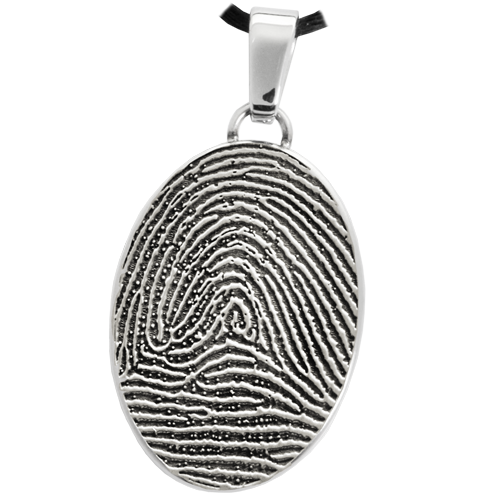 Oval Fingerprint Pendant Cremation Jewelry-Jewelry-New Memorials-Stainless Steel-Full-Coverage-No Chamber (flat)-Afterlife Essentials