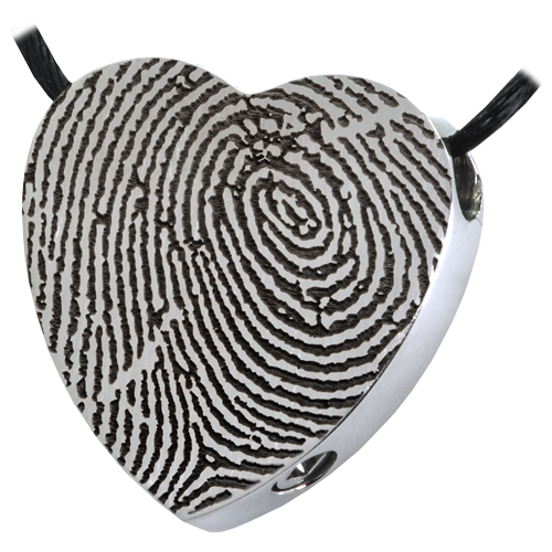 Heart Fingerprint Pendant Cremation Jewelry-Jewelry-New Memorials-Stainless Steel-Full Coverage-Chamber (for ashes)-Afterlife Essentials