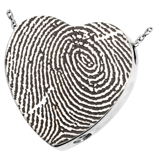 Heart Fingerprint Pendant Cremation Jewelry-Jewelry-New Memorials-925 Sterling Silver-Full Coverage-Chamber (for ashes)-Afterlife Essentials