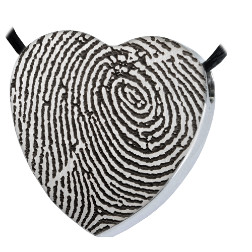 Heart Fingerprint Pendant Cremation Jewelry-Jewelry-New Memorials-Stainless Steel-Full Coverage-No Chamber (flat)-Afterlife Essentials