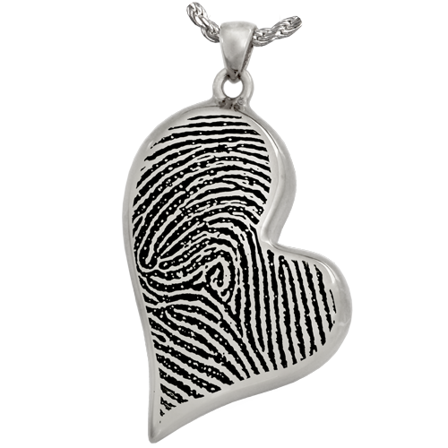 Teardrop Heart Full Coverage Fingerprint Pendant Cremation Jewelry-Jewelry-New Memorials-925 Sterling Silver-Chamber (for ashes)-Afterlife Essentials