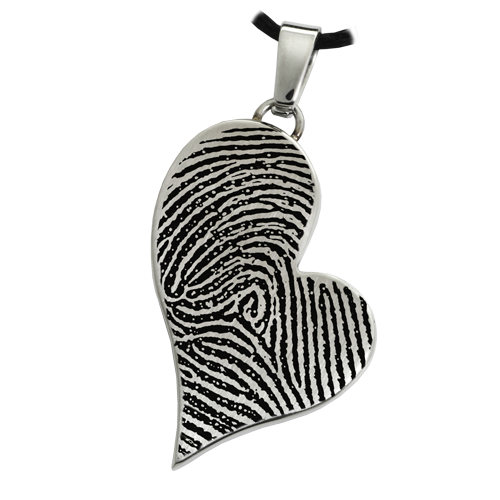 Teardrop Heart Full Coverage Fingerprint Pendant Cremation Jewelry-Jewelry-New Memorials-Stainless Steel-No Chamber (flat)-Afterlife Essentials
