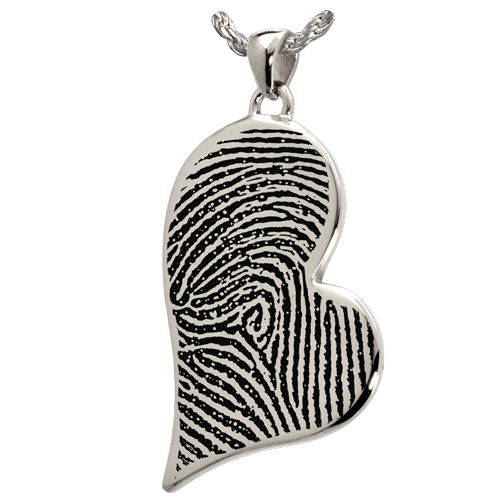 Teardrop Heart Full Coverage Fingerprint Pendant Cremation Jewelry-Jewelry-New Memorials-925 Sterling Silver-No Chamber (flat)-Afterlife Essentials
