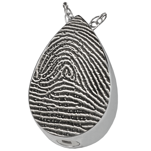 Teardrop Fingerprint Full Coverage or Rim Pendant Cremation Jewelry-Jewelry-New Memorials-925 Sterling Silver-Full-Coverage-Chamber (for ashes)-Afterlife Essentials