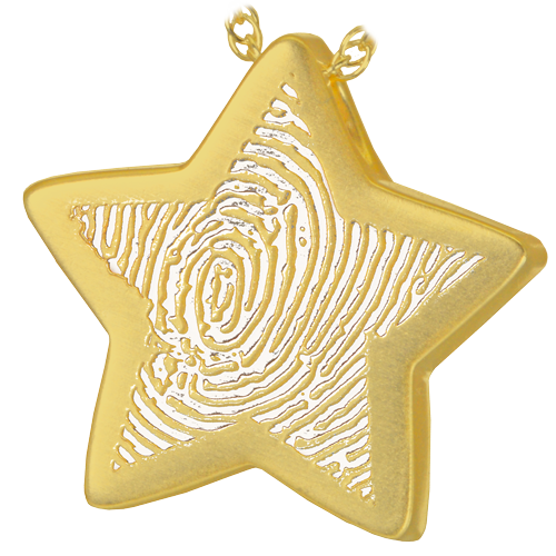Slide Star Fingerprint Pendant Cremation Jewelry-Jewelry-New Memorials-14K Gold Plating (14K over sterling silver)-Afterlife Essentials