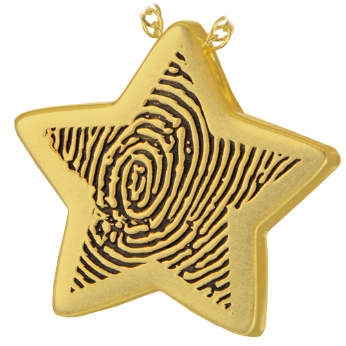Slide Star Fingerprint Pendant Cremation Jewelry-Jewelry-New Memorials-14K Solid Yellow Gold (allow 4-5 weeks)-Afterlife Essentials